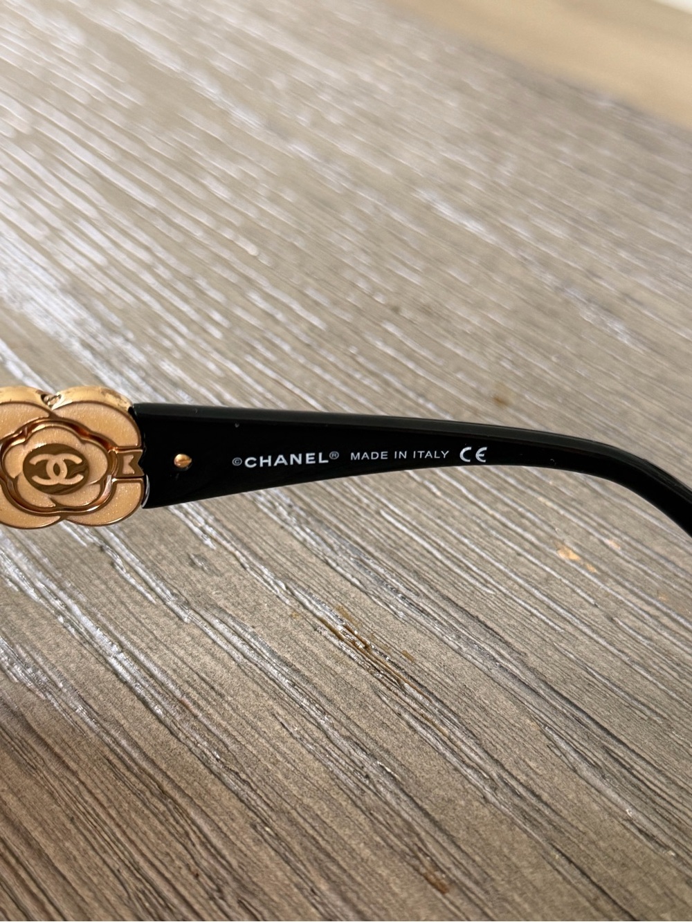 Vintage Chanel 4164-B Camellia Crystal Shield Sunglasses Brown Gold - Picture 5 of 6